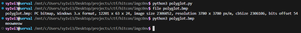 a bmp file running with python and outputting “meowmeow”