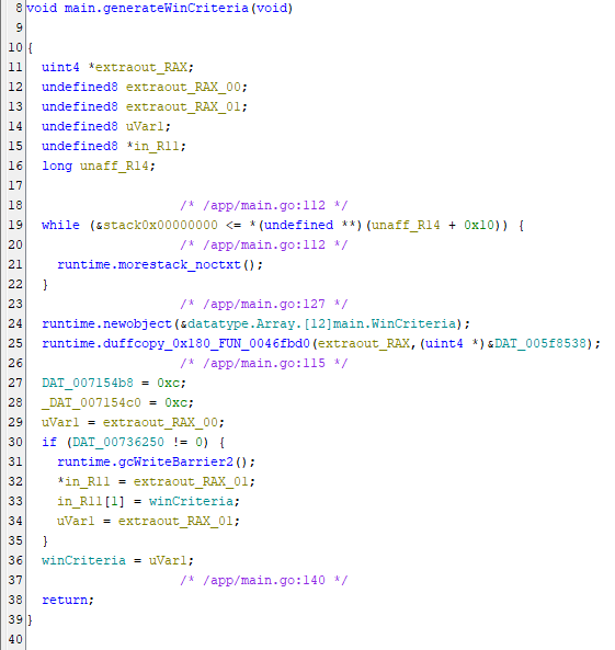 generate win criteria function