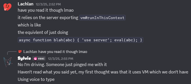 discord messages talking about the fake PoC